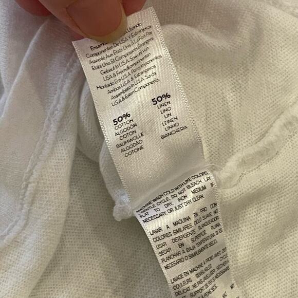 MOTHER White Rowdy Scoop Neck Cotton/Linen Tee T-Shirt Women's size XS - Picture 8 of 10